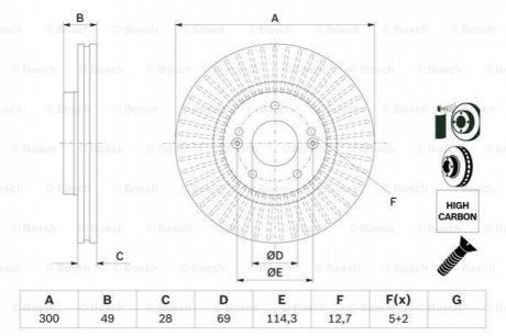 Гальмівний диск HYUNDAI/KIA Santa Fe/Sorento \\F \\09>> BOSCH 0986479F19