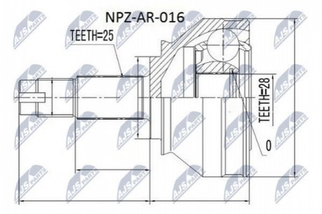 Шарнир равных угловых скоростей NTY NPZ-AR-016