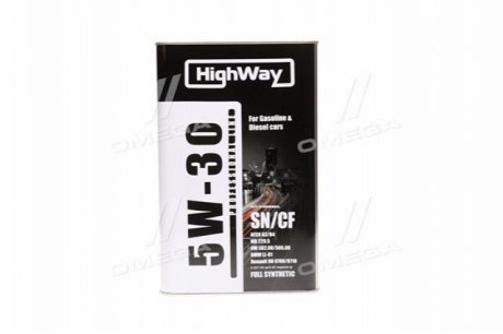 Масло моторн. 5W-30 SN/CF (Каністра 4л) HighWay 10117