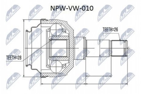 Шарнір равных угловых скоростей NTY NPW-VW-010 (фото 1)