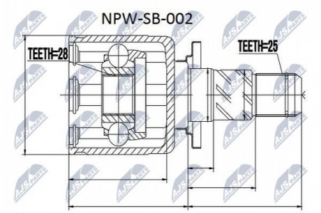 Шарнир равных угловых скоростей NTY NPW-SB-002