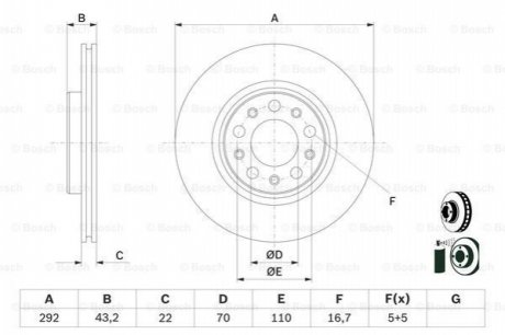 TARCZA HAM ALFA GIULIA, STELVIO 2.0, 2.2D 10.15- TYг BOSCH 0 986 479 D99