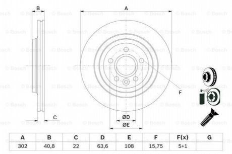 TARCZA HAM VOLVO S60 II, V60, V60 CROSS COUNTRY I BOSCH 0 986 479 E85