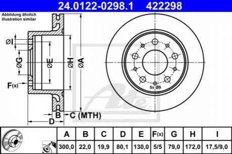 TARCZA HAM PEUGEOT BOXER 2.0D-3.0D 04.06- TYг ATE 24.0122-0298.1