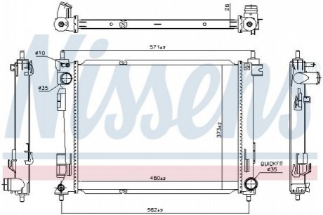 CHгODNICA WODY KIA RIO/STONIC 1,0T 16- Nissens A/S 606734 (фото 1)