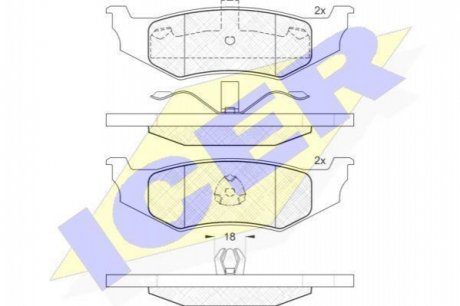 Комплект тормозных колодок, дисковый тормоз ICER ICER Brakes 181114