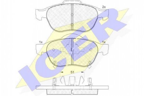 Комплект тормозных колодок, дисковый тормоз ICER ICER Brakes 181556