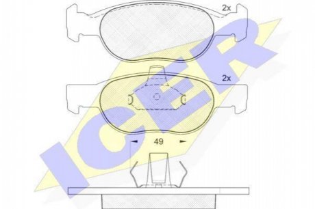 Комплект тормозных колодок, дисковый тормоз ICER Brakes 181616 (фото 1)