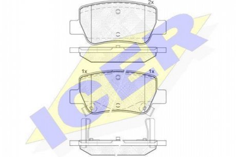 Комплект тормозных колодок, дисковый тормоз ICER ICER Brakes 181916