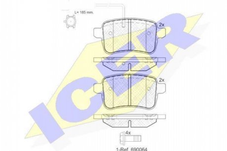 Комплект тормозных колодок, дисковый тормоз ICER ICER Brakes 181995