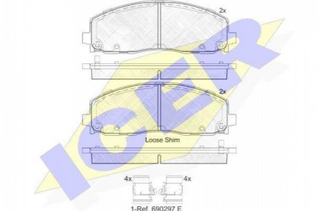 Комплект тормозных колодок, дисковый тормоз ICER Brakes 182054 (фото 1)