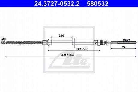Трос, стояночная тормозная система ATE 24.3727-0532.2