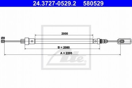 Трос, стояночная тормозная система ATE 24.3727-0529.2