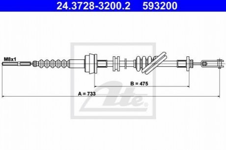 Трос, управление сцеплением ATE 24.3728-3200.2