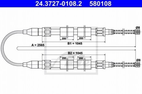 Трос, стояночная тормозная система ATE 24.3727-0108.2