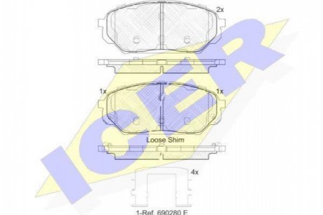 Комплект тормозных колодок, дисковый тормоз ICER Brakes 182044 (фото 1)
