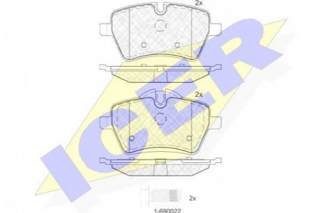 Комплект тормозных колодок, дисковый тормоз ICER ICER Brakes 181756