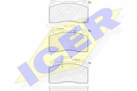 Комплект тормозных колодок, дисковый тормоз ICER ICER Brakes 181730