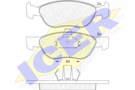 Комплект тормозных колодок, дисковый тормоз ICER Brakes 181602 (фото 1)