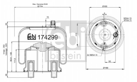 Пневморесора 4786 N P24 (зі стаканом) BILSTEIN FEBI 174299