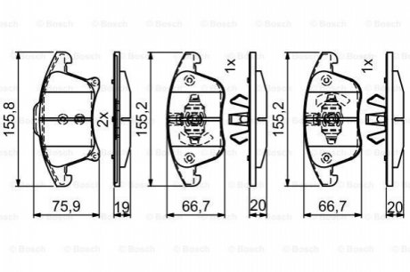 FORD Колодлки торм. пер. Mondeo 14-, Galaxy, S-Max 15- BOSCH 0986495407 (фото 1)