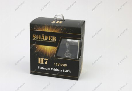 Лампа H7 12V 55W PX26D Platinum White +150% (комплект, картон. бокс 2шт) SHAFER SL3007P (фото 1)