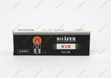 Лампа W5W 12V 5W W2.1X9.5D SHAFER SL2005