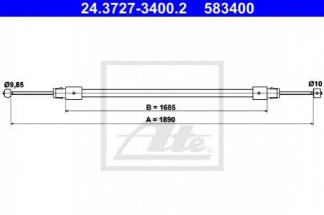 Трос, стояночная тормозная система ATE 24.3727-3400.2