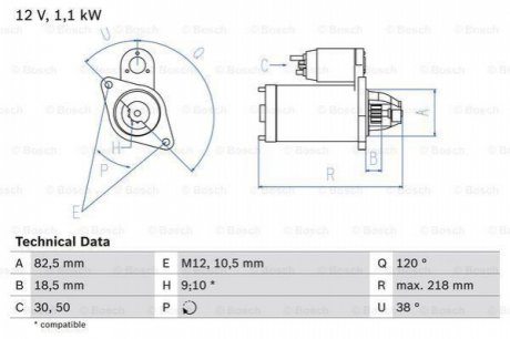 Стартер BOSCH 0 986 016 280