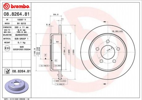 Гальмівний диск Brembo 08.8264.81