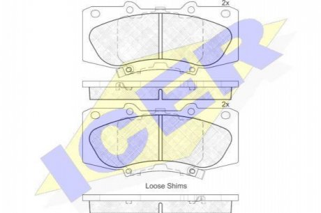 Комплект тормозных колодок, дисковый тормоз ICER Brakes 182006 (фото 1)
