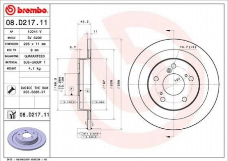 TARCZA HAMULC. HONDA CIVIC IX 15- TYЈ Brembo 08.D217.11