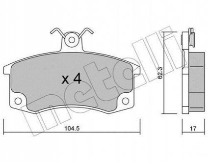 Комплект тормозных колодок, дисковый тормоз Metelli 22-0062-0