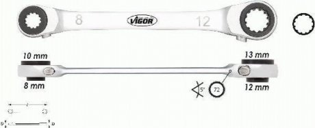 Ключ накидной Vigor V3607 (фото 1)