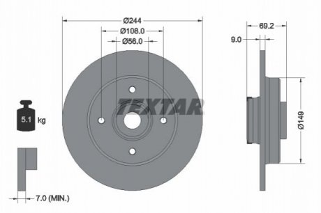 TARCZA HAM. CITROEN T. C3/C4 1,2-1,6 16- Z ќOЅYSKIEM ABS Textar 92305403