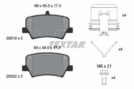 KLOCKI HAM. VOLVO T. XC40 1,5-2,0 18- Textar 2051001 (фото 1)