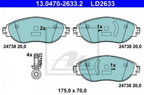 KLOCKI HAM. VW P. ARTEON/PASSAT/TIGUAN 1,4-2,0 14- CERAMIC ATE 13.0470-2633.2