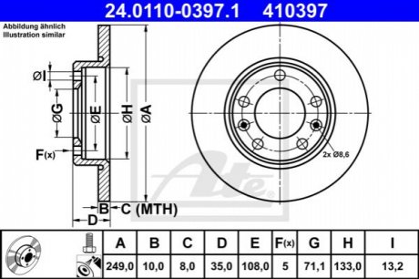 TARCZA HAM. PEUGEOT T. 308 1,2-2,0 13- ATE 24.0110-0397.1