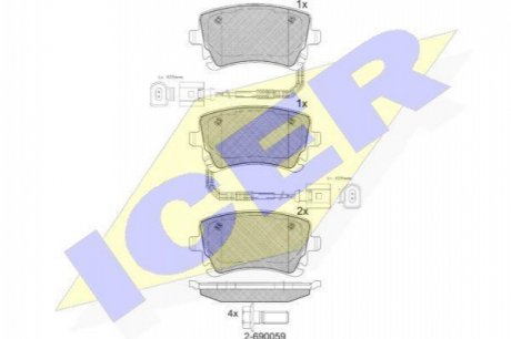 Комплект тормозных колодок, дисковый тормоз ICER ICER Brakes 181674