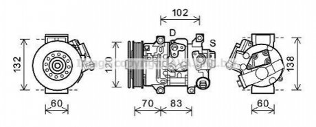Компрессор кондиціонера AURIS/COROLLA 1.6/1.8i 06 (вир-во) AVA TOAK627