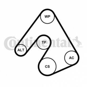 Комплект поліклиновий (ремень+ролики+помпа) ContiTech 5PK1207 WP1