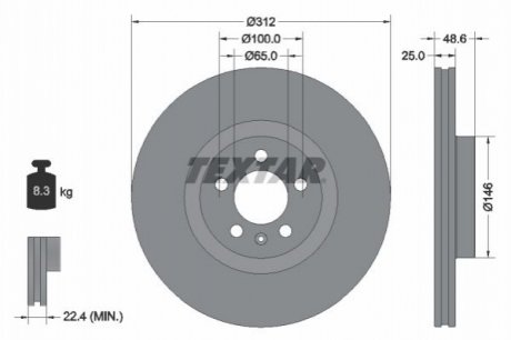TARCZA HAM. VW P. POLO 1,0 MPI/TSI 17- Textar 92303303
