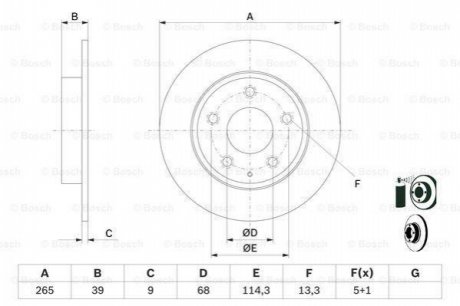 TARCZA HAM. MAZDA T. 3/CX-3/CX-30 1,5-2,2 D 13- BOSCH 0986479E54