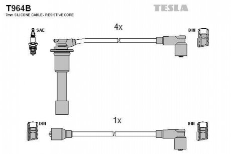 Комплект кабелiв запалювання TESLA T964B (фото 1)