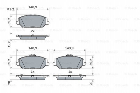 Колодки гальмівні дискові (комплект 4 шт) 0 986 424 862 BOSCH 0986424862