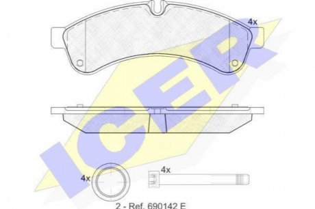 Комплект тормозных колодок, дисковый тормоз ICER ICER Brakes 151880