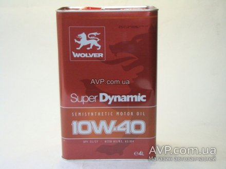 Масло WOLVER SUPER DYNAMIC (полусинтетика) 4л Wolver Lab 10W-40