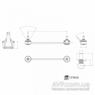 Кронштейн(тяга) стабілізатора з гайками BILSTEIN FEBI 177415