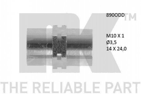 Перехідник гальмівної трубки M10x1 - M10x1 NK 890ODD (фото 1)