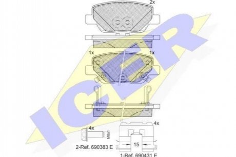 Комплект гальмівних колодок (дискових) ICER ICER Brakes 182269